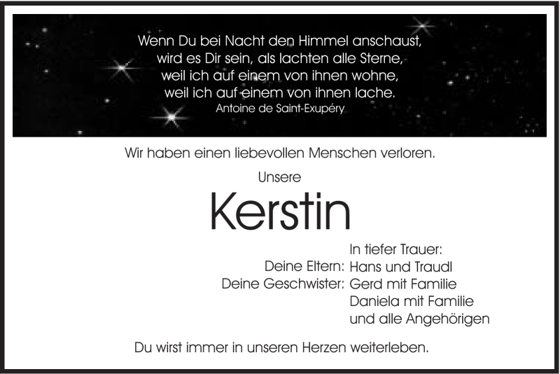  Traueranzeige für Kerstin Rettenmaier-Starz vom 19.10.2012 aus Schwäbische Post