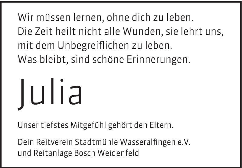  Traueranzeige für Julia Diemer vom 05.12.2013 aus Schwäbische Post
