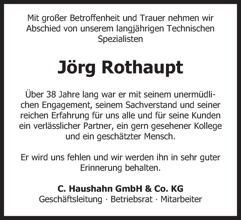  Traueranzeige für Jörg Rothaupt vom 15.11.2014 aus Gmünder Tagespost