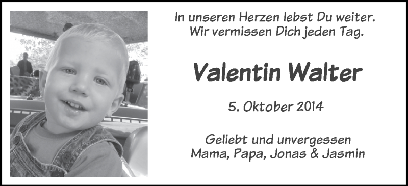  Traueranzeige für Valentin Walter vom 05.10.2015 aus Schwäbische Post