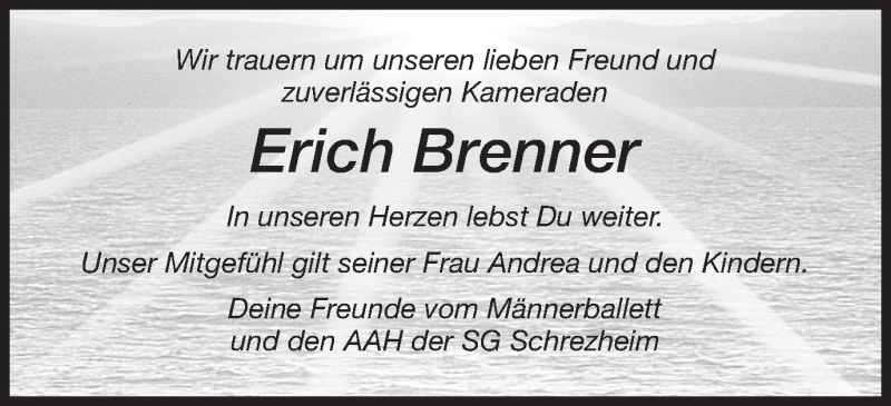  Traueranzeige für Erich Brenner vom 30.11.2015 aus OstalbTrauer