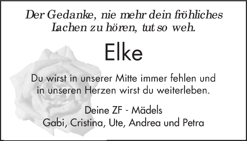  Traueranzeige für Elke Kleinmann vom 26.02.2015 aus Gmünder Tagespost