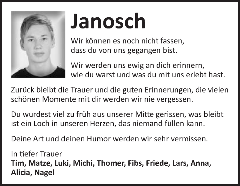  Traueranzeige für Janosch  vom 13.04.2015 aus Schwäbische Post