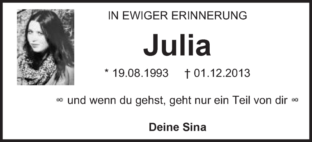  Traueranzeige für Julia Diemer vom 01.12.2023 aus Schwäbische Post