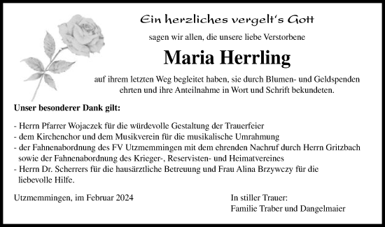 Traueranzeige von Maria Herrling von Schwäbische Post