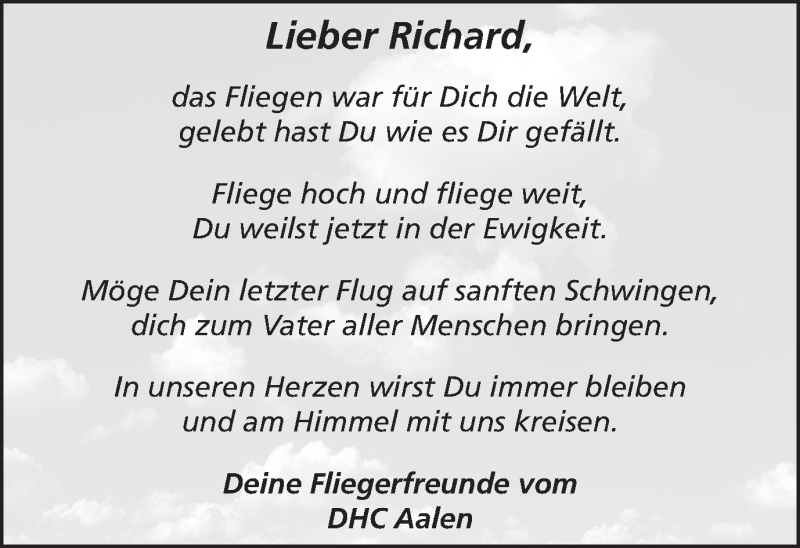  Traueranzeige für Richard Köther vom 09.04.2016 aus Schwäbische Post