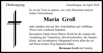 Traueranzeige von Maria Groß