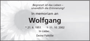 Traueranzeige von Wolfgang Wolfmaier von Schwäbische Post