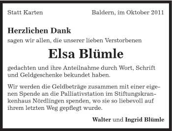 Traueranzeige von Elsa Blümle von 082