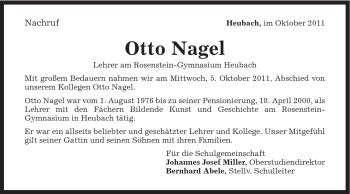 Traueranzeige von Otto Nagel von Gmünder Tagespost