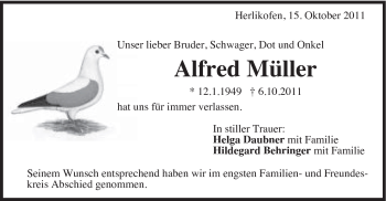 Traueranzeige von Alfred Müller von Gmünder Tagespost