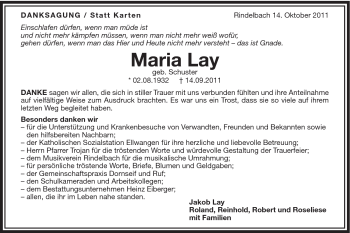 Traueranzeige von Maria Lay von Schwäbische Post