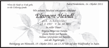 Traueranzeige von Eleonore Heindl von Schwäbische Post