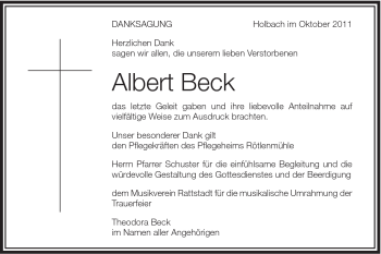 Traueranzeige von Alfred Beck von Schwäbische Post