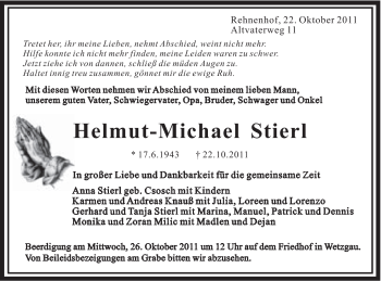 Traueranzeige von Helmut-Michael Stierl von Gmünder Tagespost