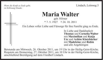 Traueranzeige von Maria Walter von Gmünder Tagespost