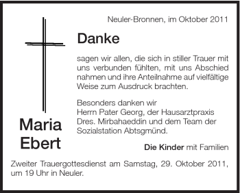 Traueranzeige von Maria Ebert von Schwäbische Post