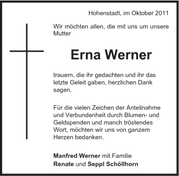 Traueranzeige von Erna Schöllhorn von 088