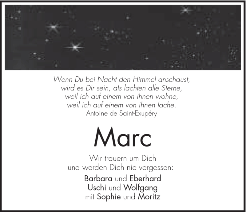  Traueranzeige für Marc Hasenmüller vom 27.10.2011 aus Schwäbische Post