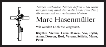 Traueranzeige von Marc Hasenmüller von Schwäbische Post