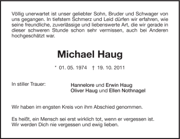 Traueranzeige von Michael Haug von Schwäbische Post
