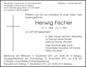 Traueranzeige von Herwig Fischer von Gmünder Tagespost