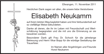 Traueranzeige von Elisabeth Neukamm von Schwäbische Post