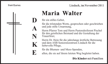 Traueranzeige von Maria Walter von Gmünder Tagespost
