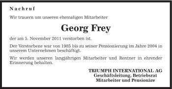 Traueranzeige von Georg Frey von Schwäbische Post