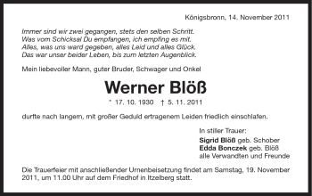 Traueranzeige von Werner Blöß von Schwäbische Post