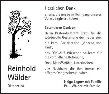 Traueranzeige von Reinhold Wälder von Schwäbische Post