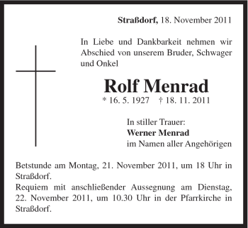 Traueranzeige von Rolf Menrad von Gmünder Tagespost
