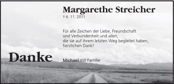Traueranzeige von Margarethe Streicher von Schwäbische Post