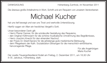 Traueranzeige von Michael Kucher von Schwäbische Post