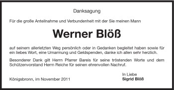 Traueranzeige von Werner Blöß von Schwäbische Post