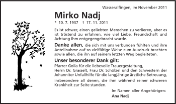 Traueranzeige von Mirko Nadj von Schwäbische Post