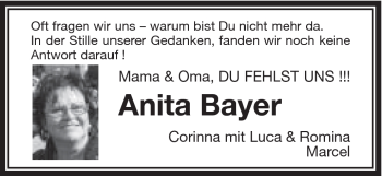 Traueranzeige von Anita Bayer von Schwäbische Post