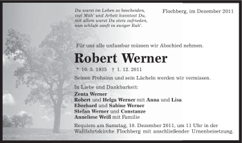 Traueranzeige von Robert Werner von Schwäbische Post