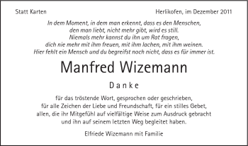 Traueranzeige von Manfred Wizemann von Gmünder Tagespost