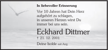 Traueranzeige von Eckhard Dittmer von Schwäbische Post