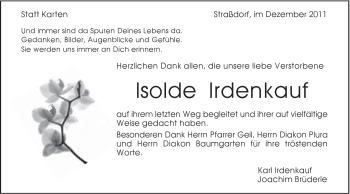 Traueranzeige von Isolde Irdenkauf von Gmünder Tagespost