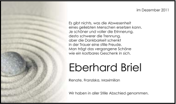 Traueranzeige von Eberhard Briel von Schwäbische Post