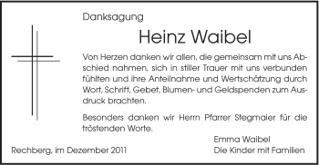 Traueranzeige von Heinz Waibel von Gmünder Tagespost