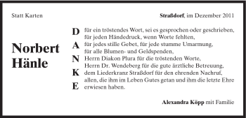Traueranzeige von Norbert Hänle von Gmünder Tagespost