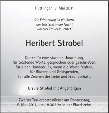 Traueranzeige von Heribert Strobel von Schwäbische Post