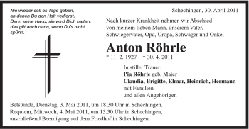 Traueranzeige von Anton Röhrle von Gmünder Tagespost