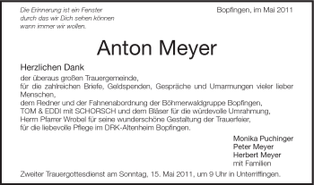 Traueranzeige von Anton Meyer von Schwäbische Post