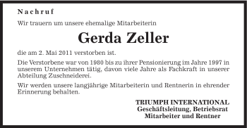 Traueranzeige von Gerda Zeller von Gmünder Tagespost
