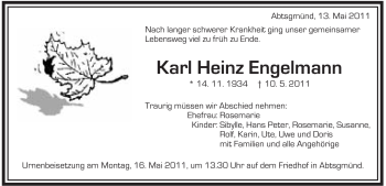 Traueranzeige von Karl Heinz Engelmann von 020