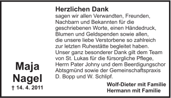 Traueranzeige von Maria Nagel von Schwäbische Post